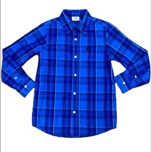 Old Navy L/S Blue Plaid boys button down Size L